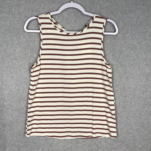 Green Envelope‎ Top Womens Small Cream Tank Stripe Tie Bow Preppy Basic Soft - Picture 2 of 10